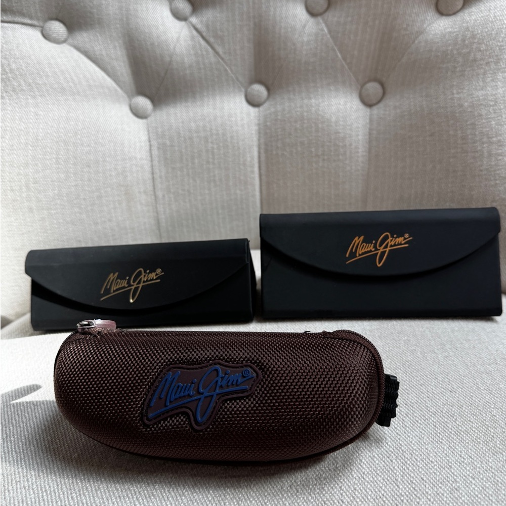 Maui Jim Black Hard Cases and Brown Zip Sunglass Case